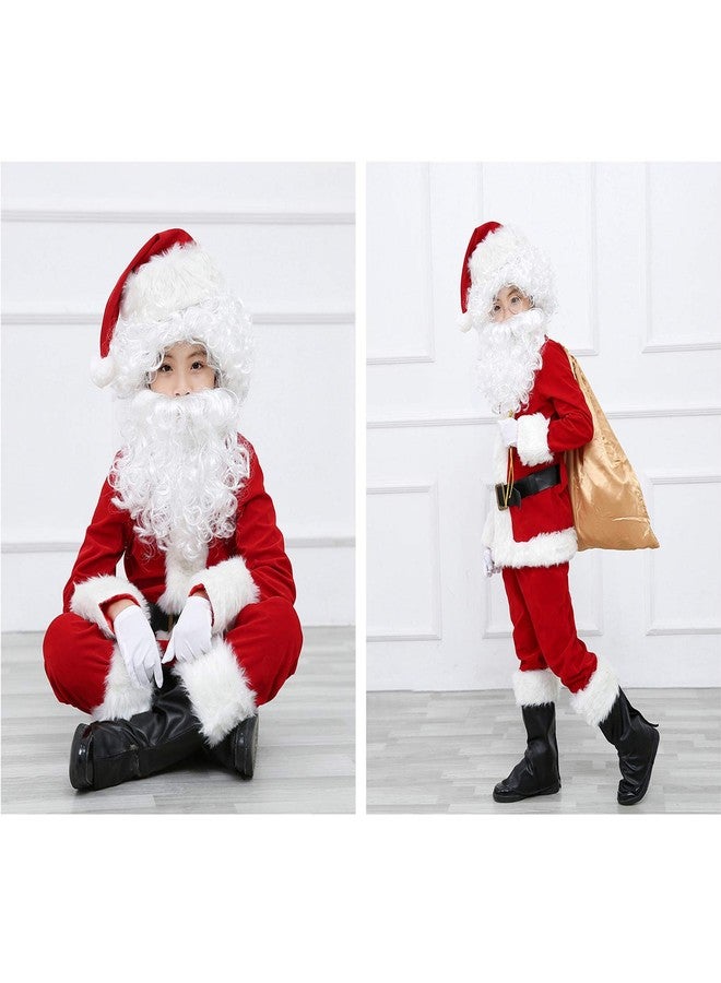 ELFJOY Children's Santa Suit Kids Christmas Halloween Costume Cosplay Set of 11 Pcs (Small) - Image 4